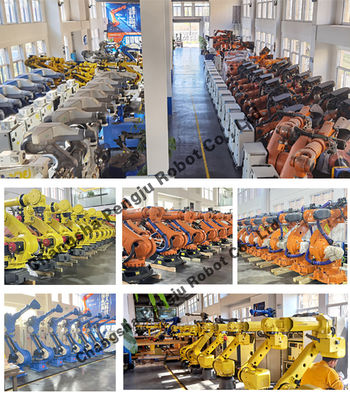 Fundición de soldadura industrial utiliza robots Fanuc M-710iC/50 para el procesamiento de carne