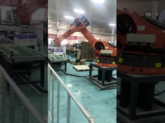 Fundición de soldadura industrial utiliza robots Fanuc M-710iC/50 para el procesamiento de carne